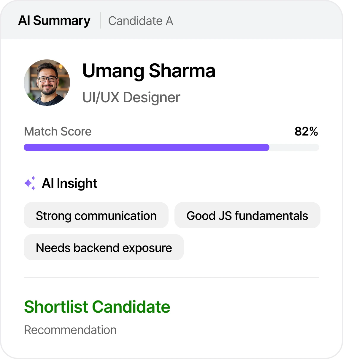 AI-assisted candidate summary and comparison