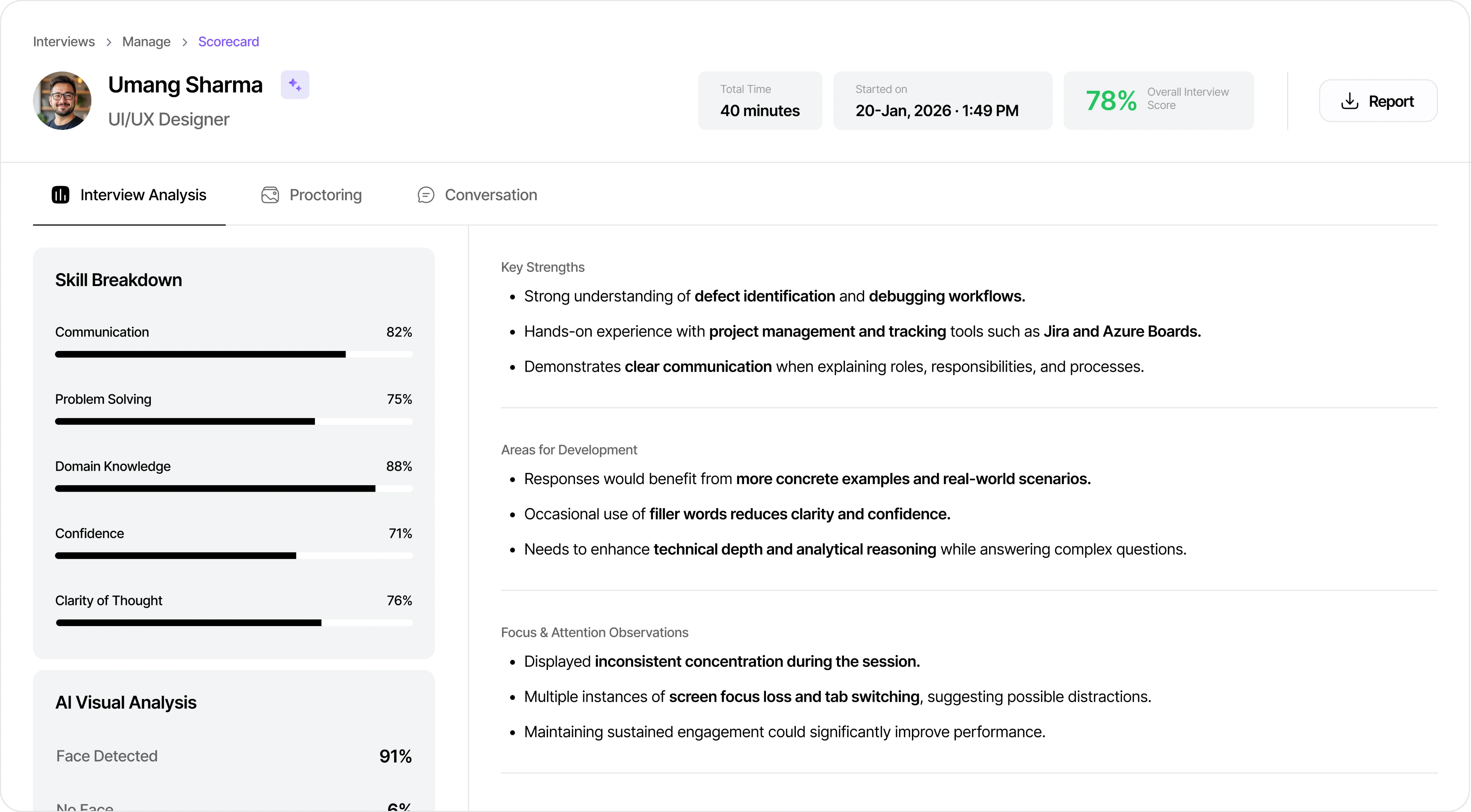 Standardized interview scorecard template