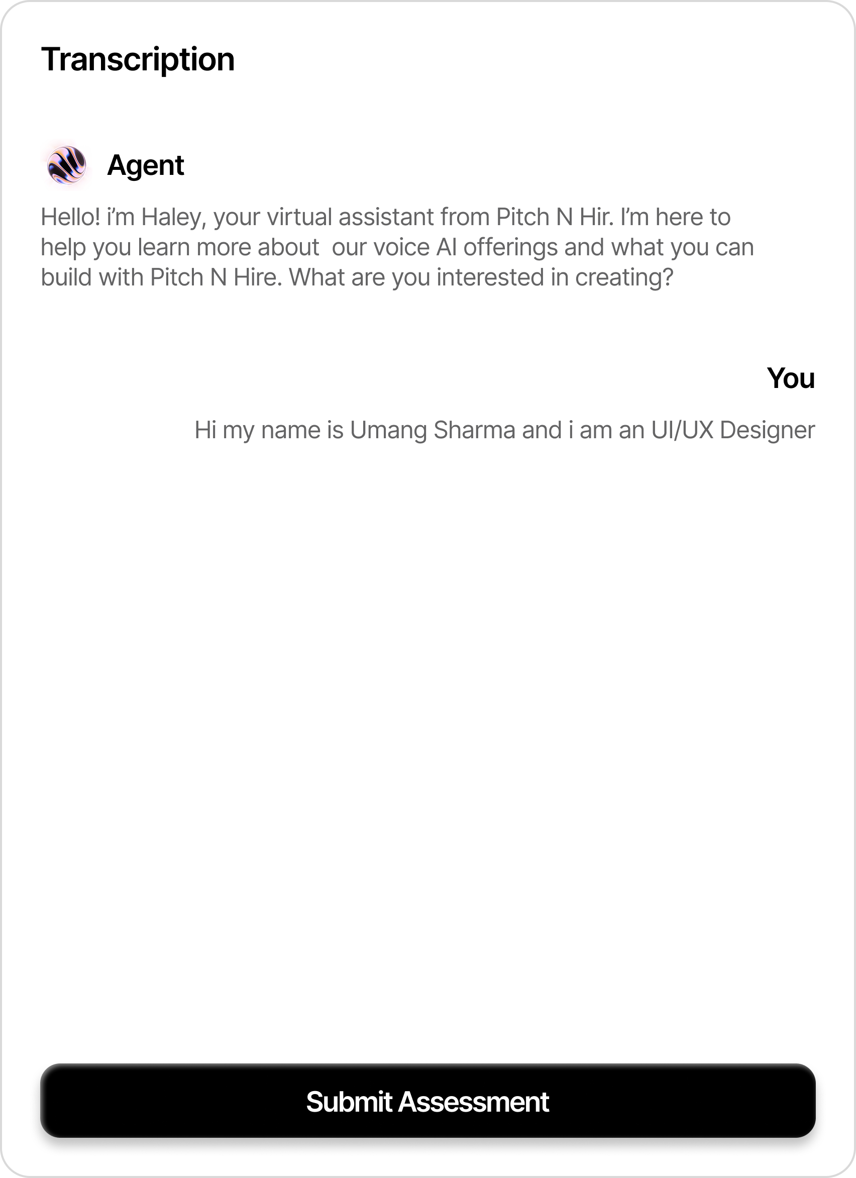 AI interview conversation sample