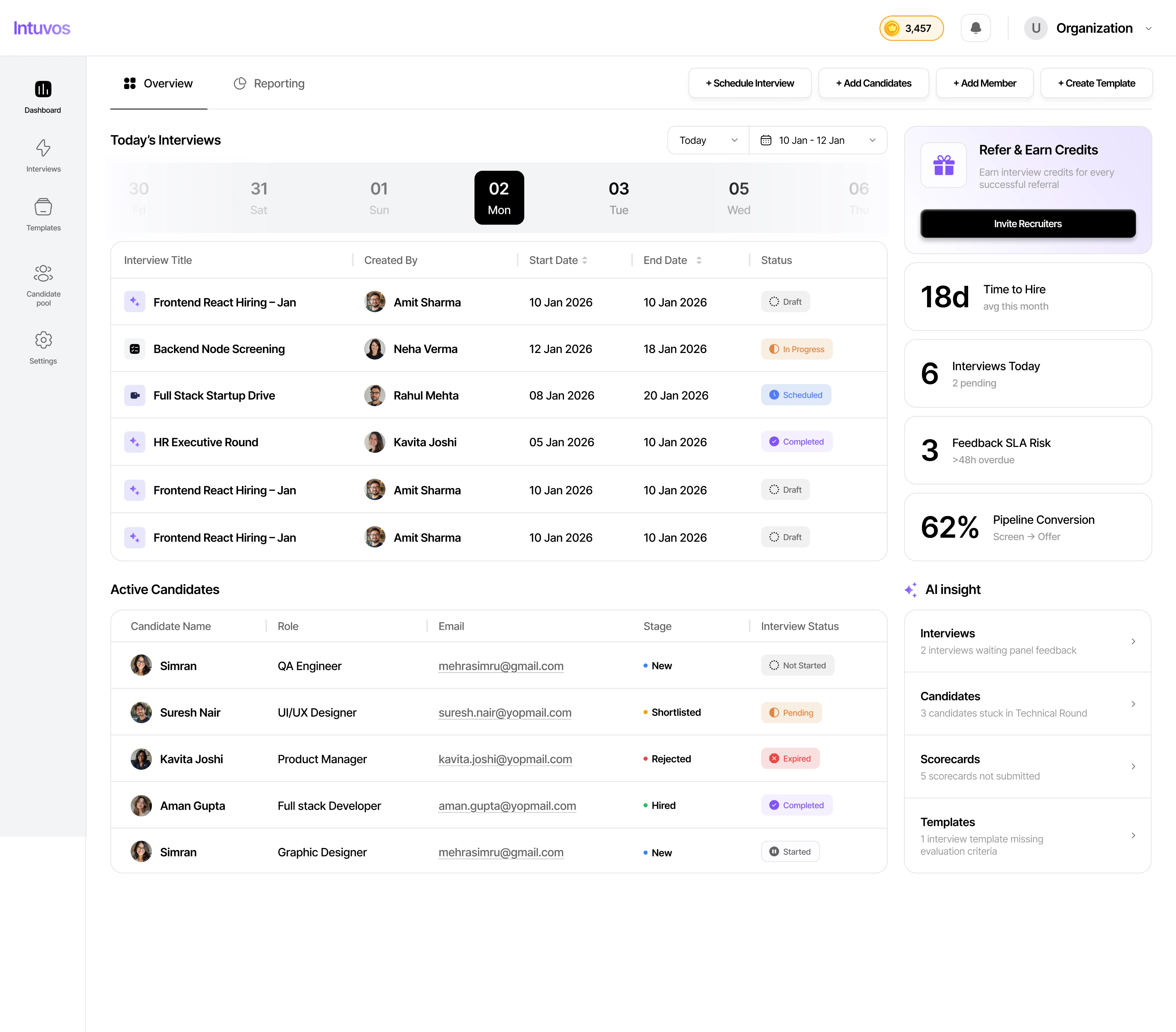 Intuvos AI interview platform — structured, auditable hiring decisions